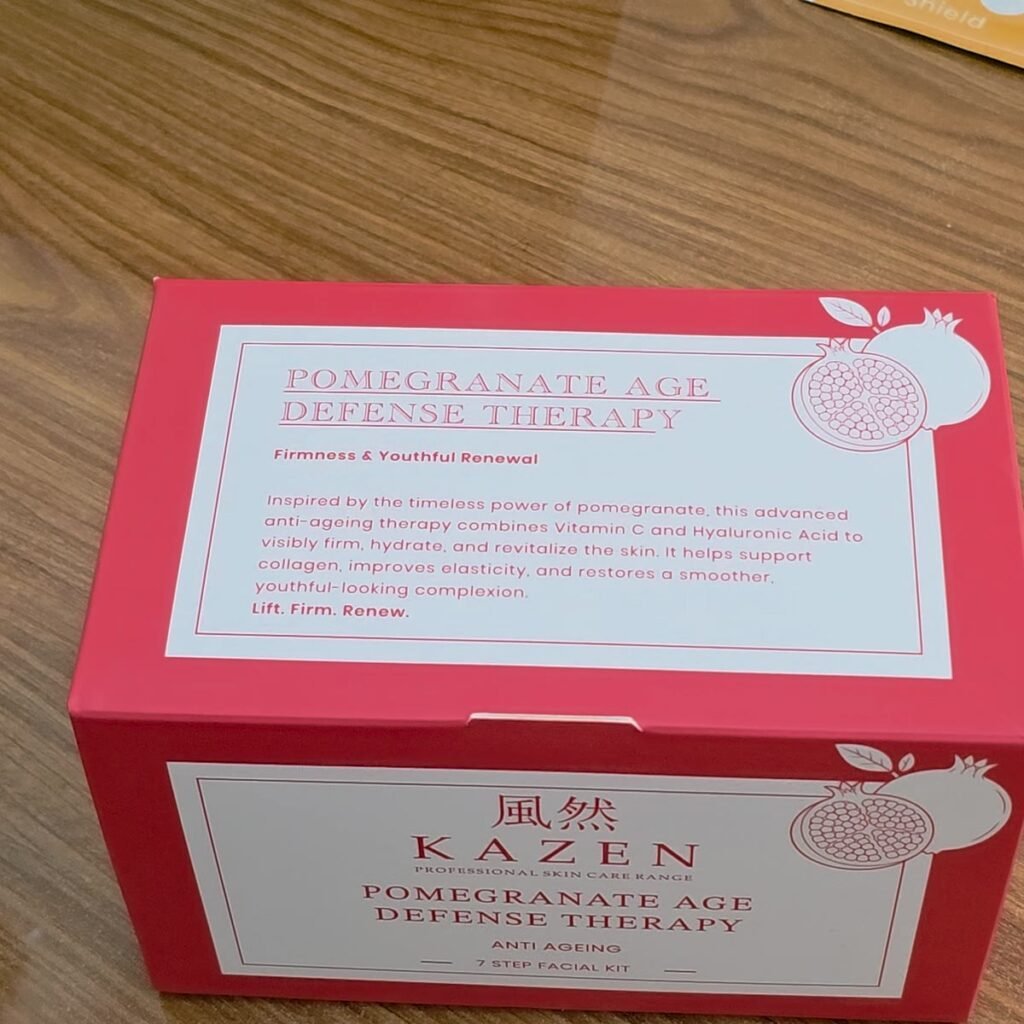 Pomegranate Age Defense Therapy anti-ageing facial kit box by KAZEN