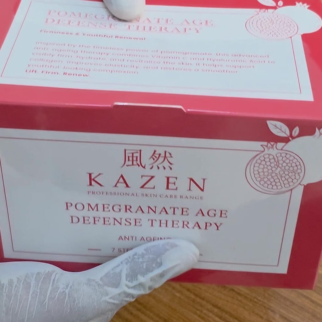 Pomegranate Age Defense Therapy box label, 7-step anti-ageing facial kit
